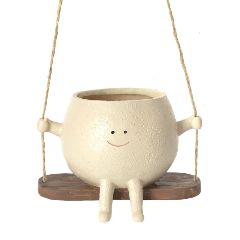 Swing Face Hanging Planter – Adorable Resin Succulent Pot for Indoor & Outdoor Decor, Perfect Christmas Gift