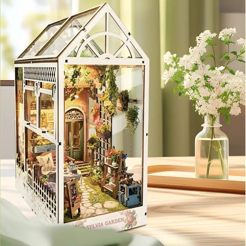 Sylvia Garden DIY Book Nook Kit | 3D Wooden Puzzle Bookend