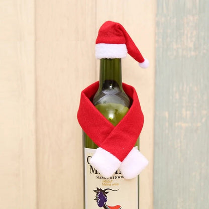 Velvet Christmas Wine Bottle Covers – Stylish Dress Set for Festive Table Décor & Perfect Holiday Gifts
