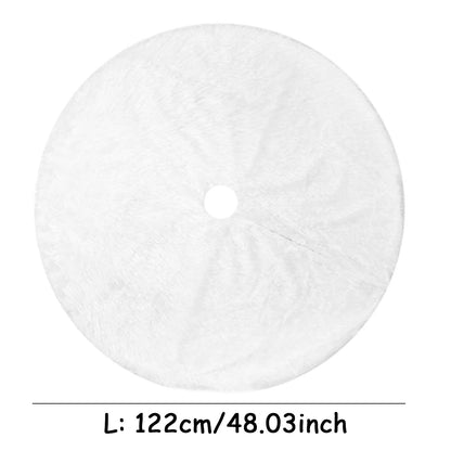 White Faux Fur Christmas Tree Skirt – Elegant Plush Carpet for Holiday Décor & New Year Charm