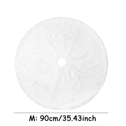 White Faux Fur Christmas Tree Skirt – Elegant Plush Carpet for Holiday Décor & New Year Charm