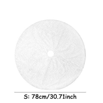 White Faux Fur Christmas Tree Skirt – Elegant Plush Carpet for Holiday Décor & New Year Charm