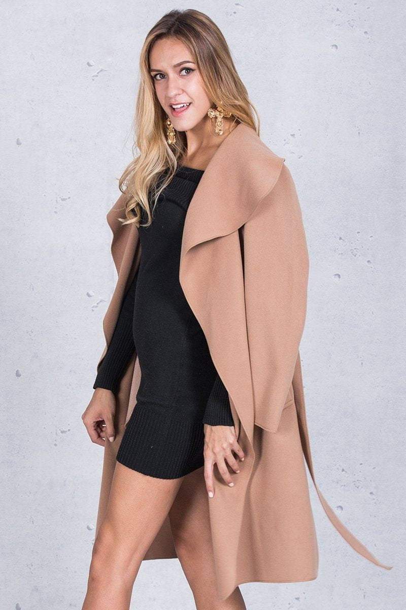 Turn-Down Ruffle Long Casual Coat