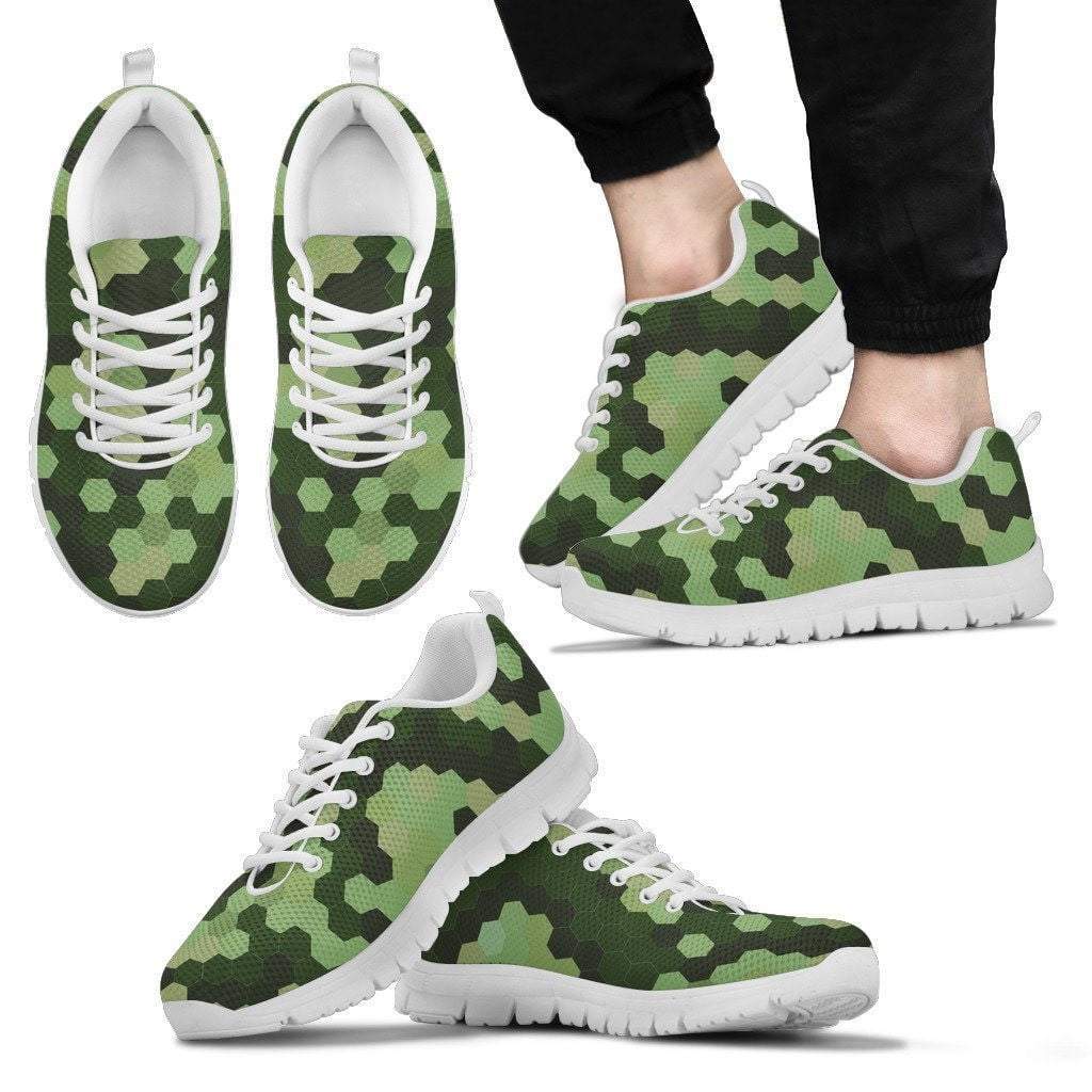Men's Sneakers Green and Black White Sole