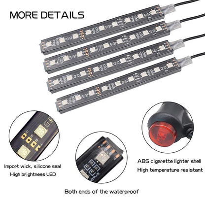 Car RGB LED Strip Light Wireless Remote and Voice Control