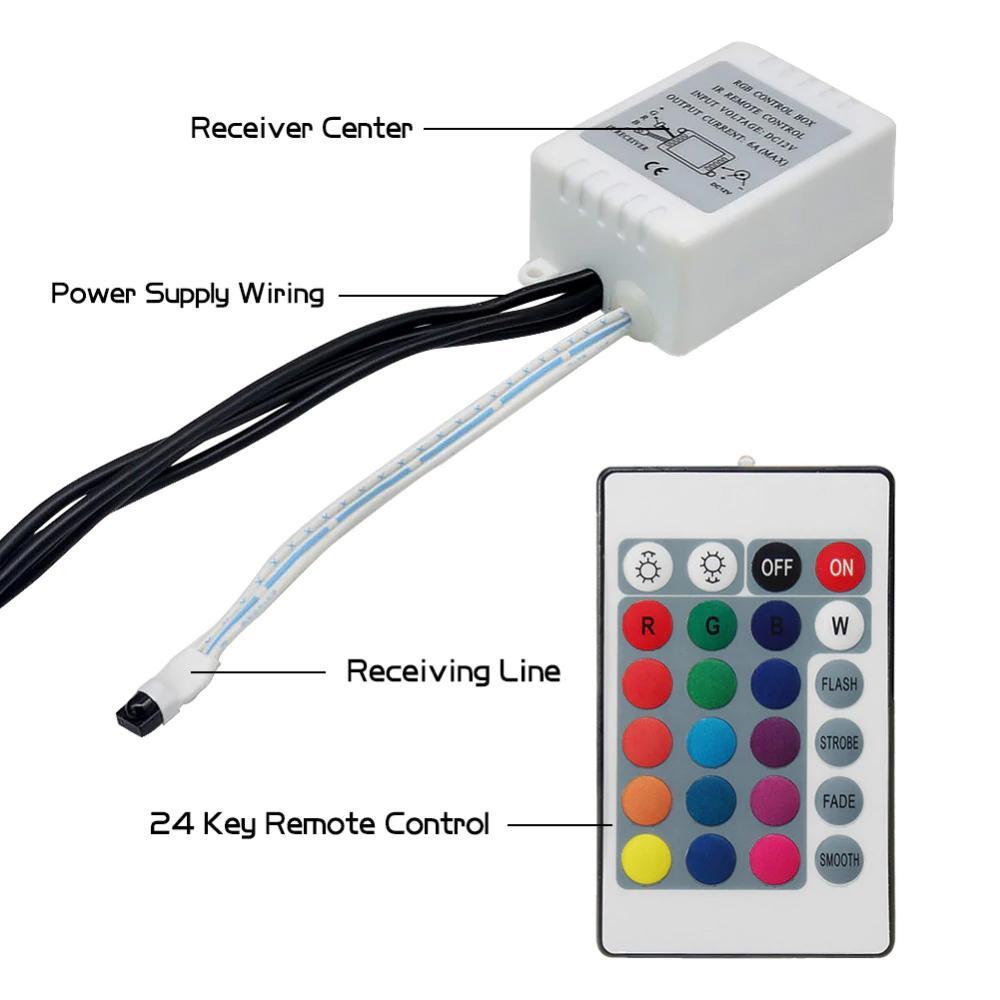 Car RGB LED Strip Light Wireless Remote and Voice Control