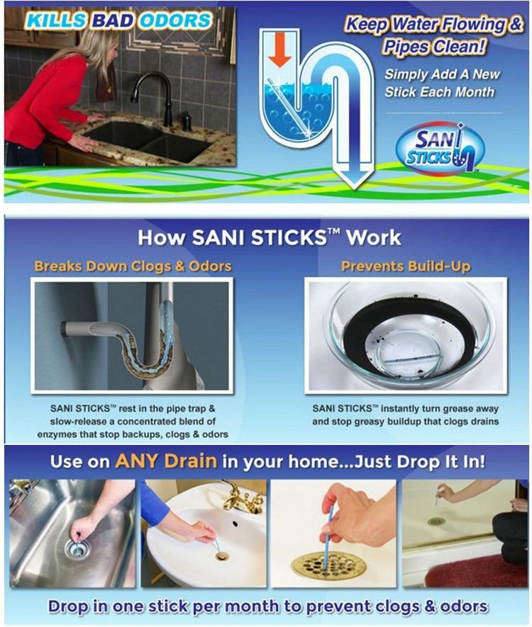 s 12pcs/Pack Sani Sewer Rod Drain Cleaner Sticks Kitchen Toilet Bathtub Sewage Decontamination To Deodorant Sewer Stop Clogs tools