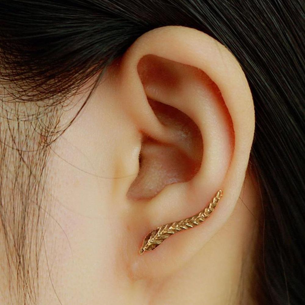 Gold Plated Leaf Earrings - Beautiful Jewelry Stud Earrings for Women