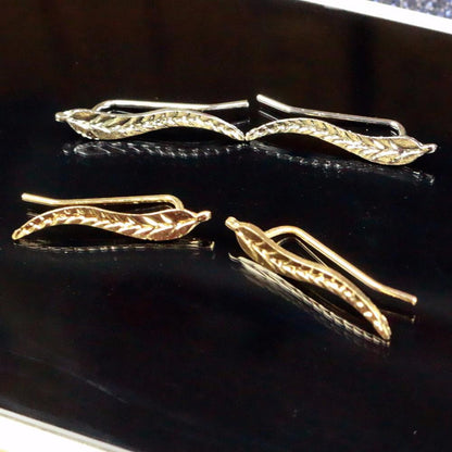 Gold Plated Leaf Earrings - Beautiful Jewelry Stud Earrings for Women