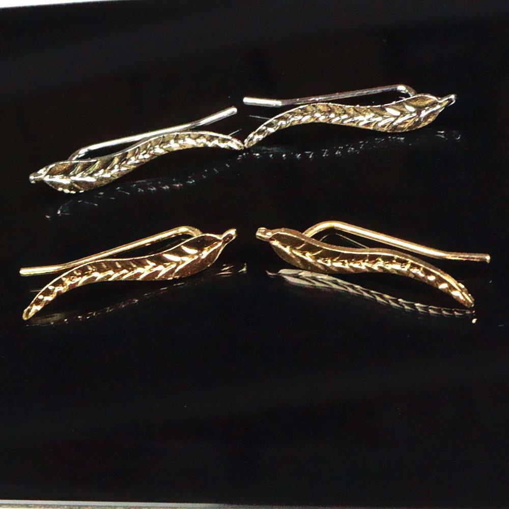 Gold Plated Leaf Earrings - Beautiful Jewelry Stud Earrings for Women