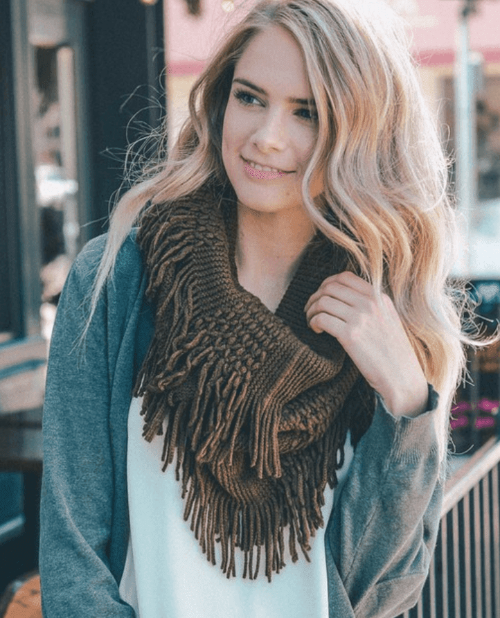 Beautiful Pointelle Fringe Infinity Scarf - Comes in 5 Colors