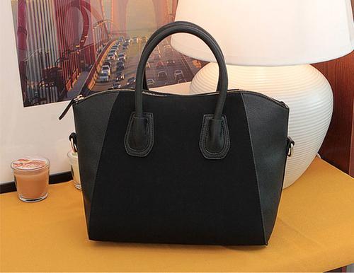 PU Leather and Suede Accented Satchel