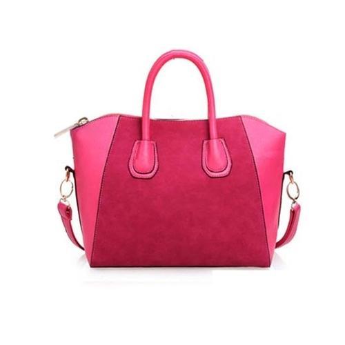 PU Leather and Suede Accented Satchel