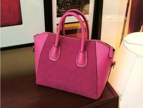 PU Leather and Suede Accented Satchel