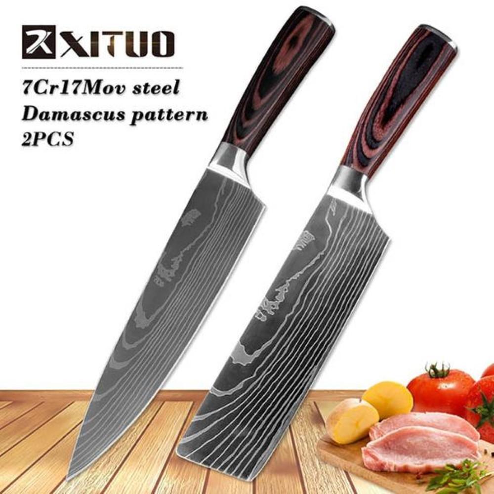 Japanese ikasu Chef Knife 8'' Nakiri Professional Steel Damascus