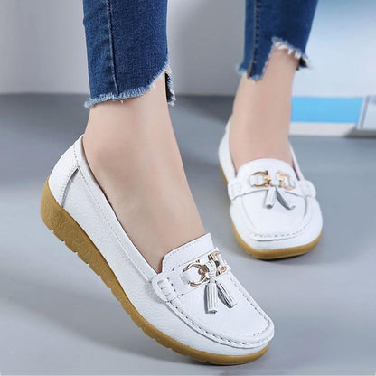 Flats Woman Cow Leather Flats Women Slip On Women's Loafers