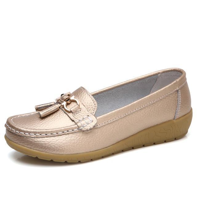 Flats Woman Cow Leather Flats Women Slip On Women's Loafers