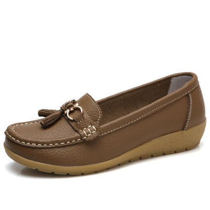 Flats Woman Cow Leather Flats Women Slip On Women's Loafers