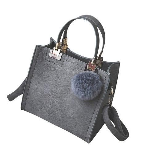 Square Leather Handbag with Tassel