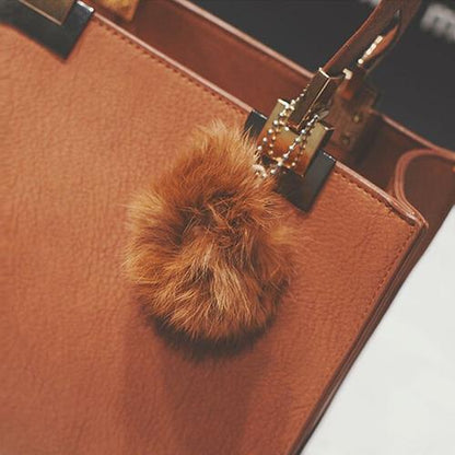 Square Leather Handbag with Tassel