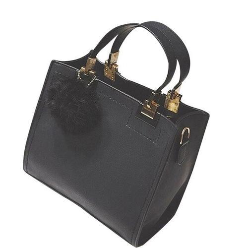 Square Leather Handbag with Tassel
