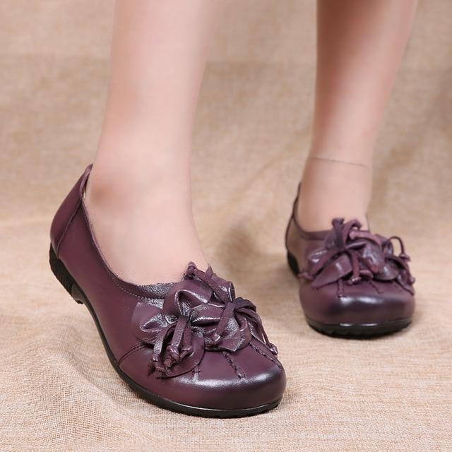 Women Flats Genuine Leather Shoes Women Casual Loafers
