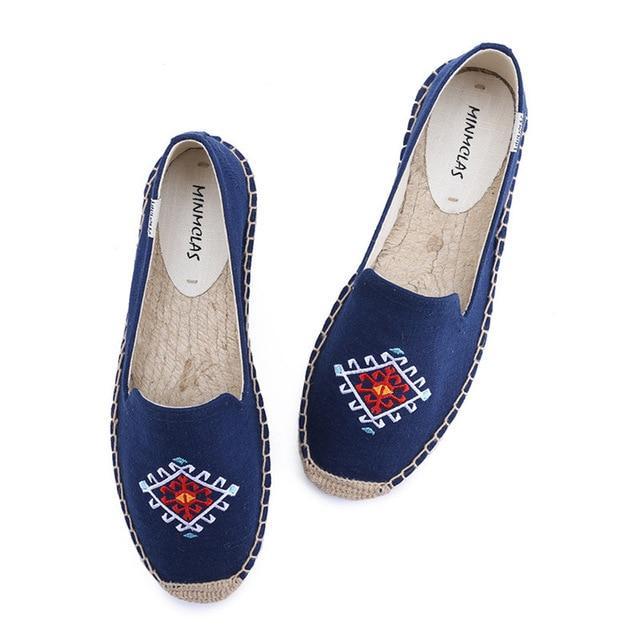 New Fashion Lovely Cat Comfortable Blue Stripe Womens Casual Espadrilles Shoes