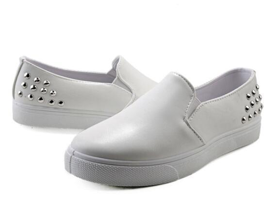 Women Leather Loafers Fashion ballet flats white black Shoes