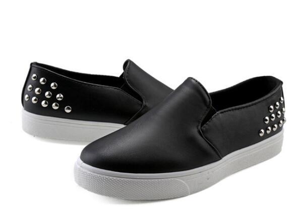 Women Leather Loafers Fashion ballet flats white black Shoes