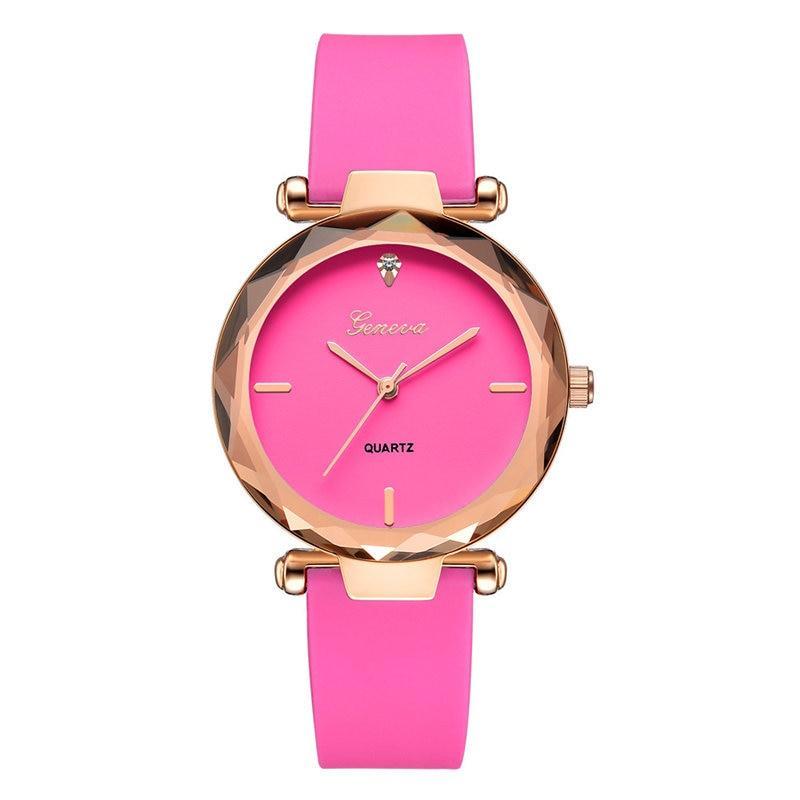 2019 Geneva Fashion Luxury Brand Women Watch Silicone Strap Simple Pin Buckle Ladies Clock Quartz Wrist Watches relogio feminino