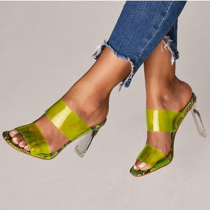 Crystal Open Toed High Heels Women Transparent Heel Sandals