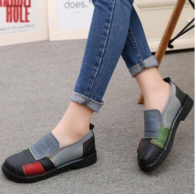 Women Shoes Women Loafers Patches stitching Flat Shoes