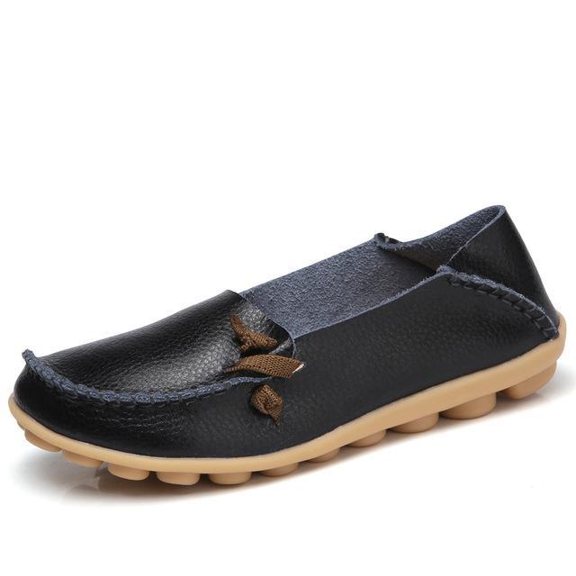 Flats Women Plus Size 34-44 Genuine Leather Shoes