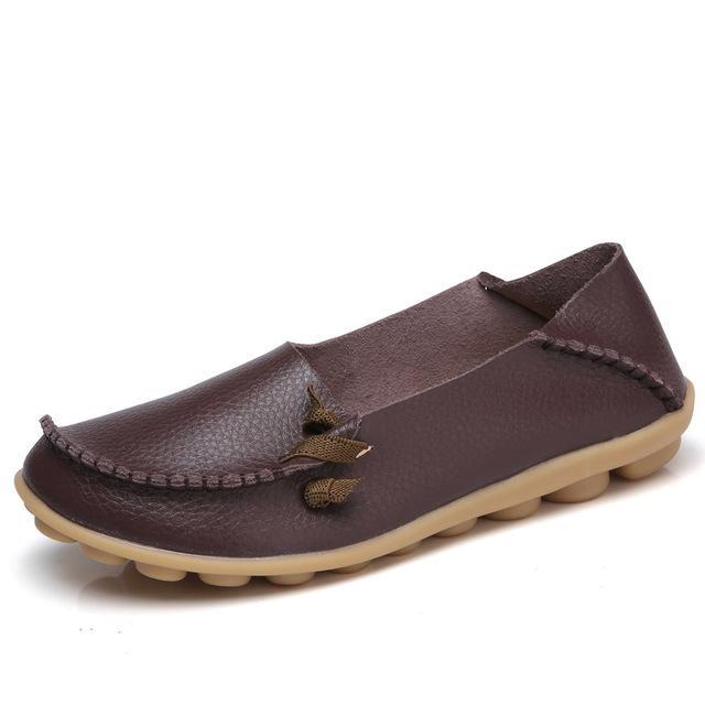 Flats Women Plus Size 34-44 Genuine Leather Shoes