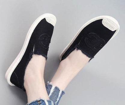 Casual Flat Shoes Women Canvas Slip On Flats Platform Loafers