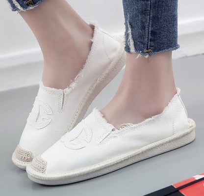 Casual Flat Shoes Women Canvas Slip On Flats Platform Loafers