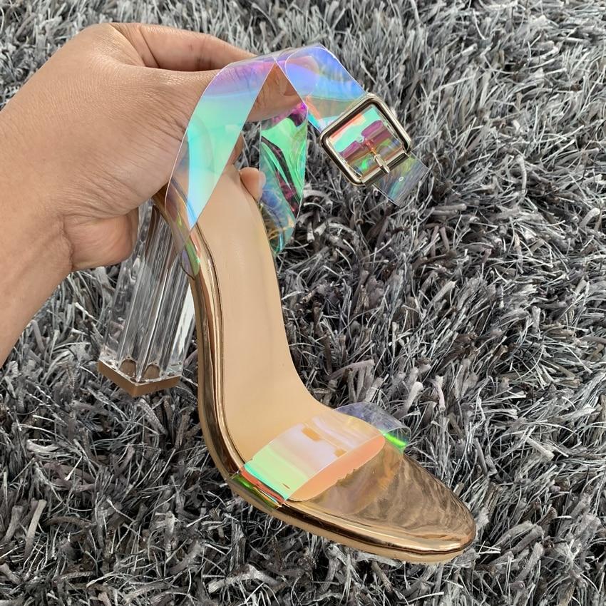 PVC Clear Transparent Strappy High Heels Shoes