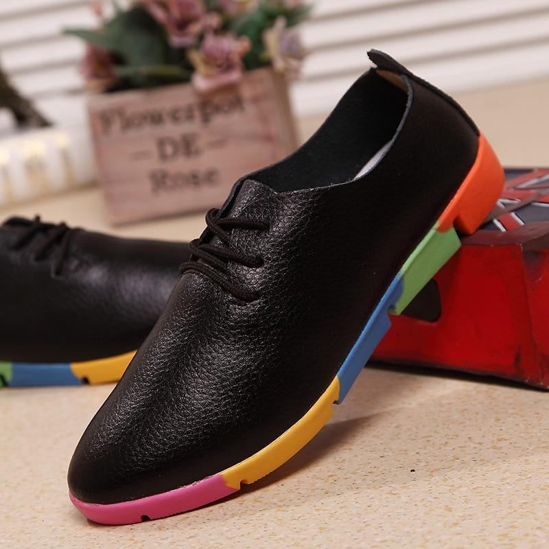 New breathable genuine leather flats shoes woman sneakers