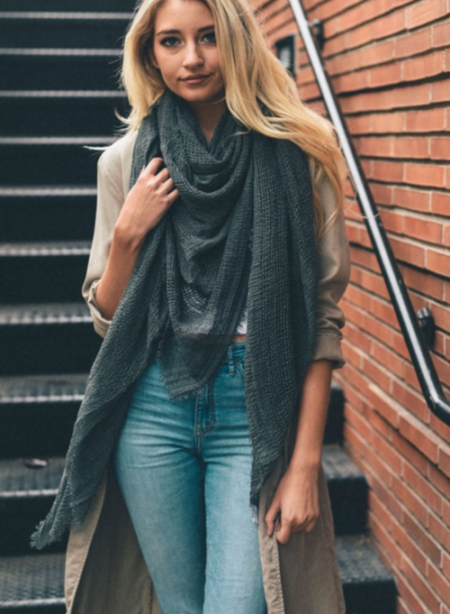 Talia Shredded Open Weave Blanket Scarf