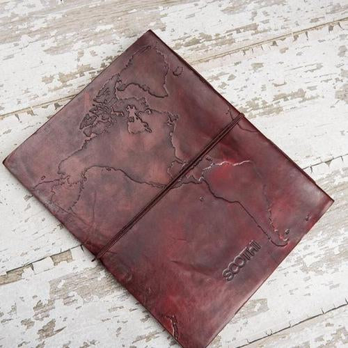 World Map Oversized Large Handmade Leather Journal