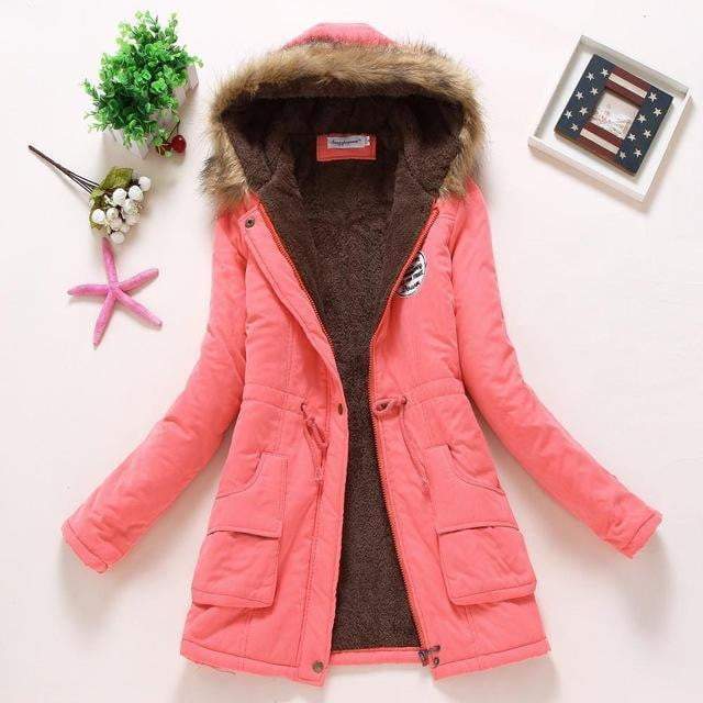 Hooded medium-long casual parka