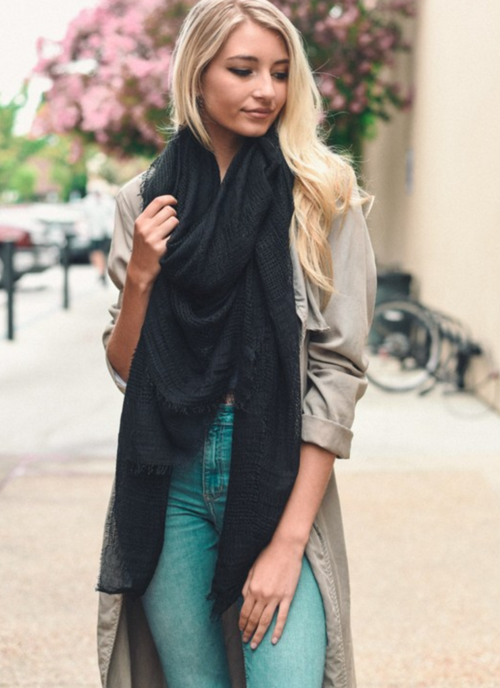 Talia Shredded Open Weave Blanket Scarf