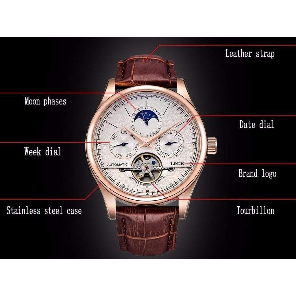 LIGE Automatic Mechanical Brand Watch