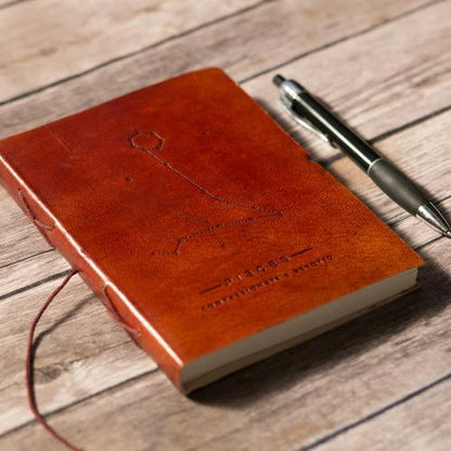 Pisces Zodiac Handmade Leather Journal