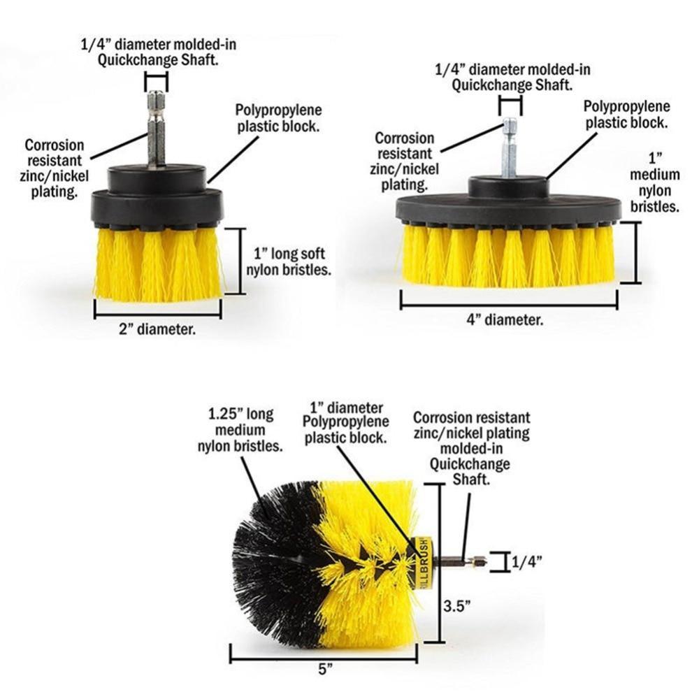 s 3 pcs/set Power Scrubber Brush Drill Brush Clean for Bathroom Surfaces Tub Shower Tile Grout Cordless Power Scrub Cleaning Kit