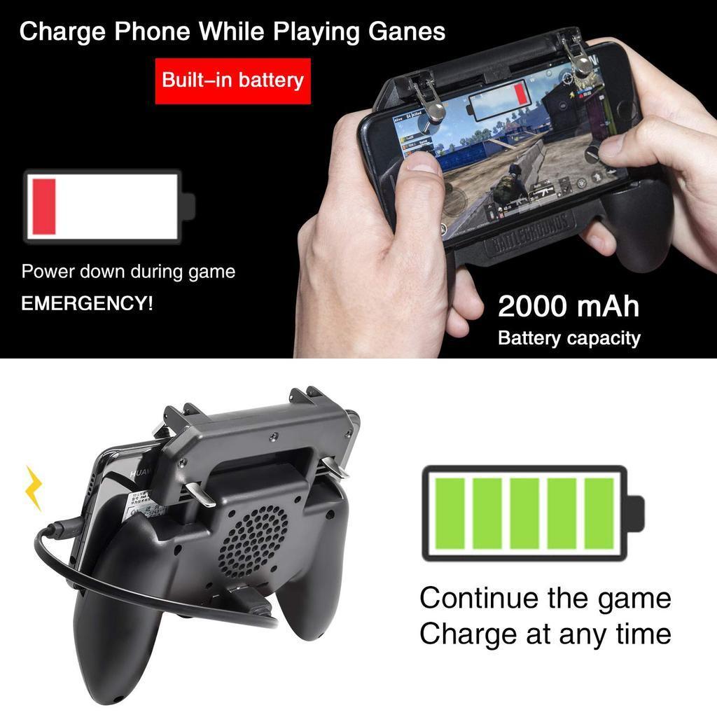 Mobile Gaming Controller--Trigger L1R1 & 2000 mAh Power Bank & Cooler Fan 3 in 1 For PUBG/Fortnite