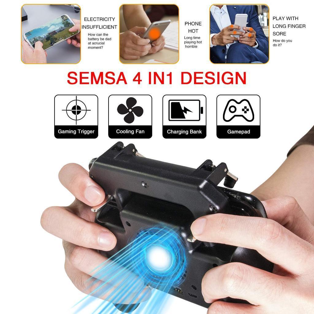 Mobile Gaming Controller--Trigger L1R1 & 2000 mAh Power Bank & Cooler Fan 3 in 1 For PUBG/Fortnite
