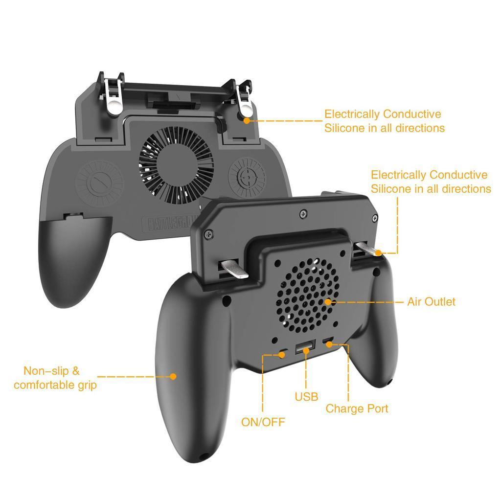 Mobile Gaming Controller--Trigger L1R1 & 2000 mAh Power Bank & Cooler Fan 3 in 1 For PUBG/Fortnite