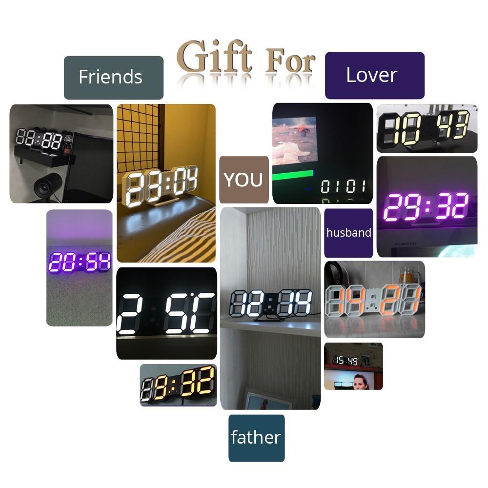 3D LED Wall Clock Modern Design Digital Table Clock Alarm Nightlight Watch For Home Living Room Decoration