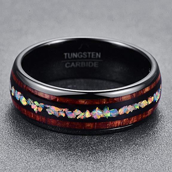 Hawaiian Wood Tungsten Ring